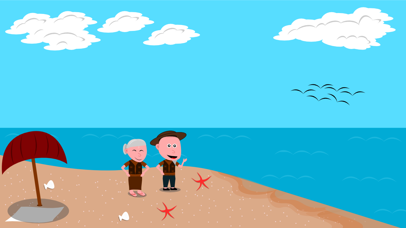 Portofolio Pyscamp Desain Menggunakan Inkscape Kakek Nenek Ditepi Pantai Background